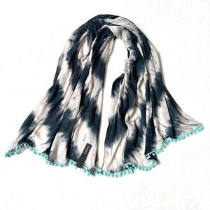 NWT Gypsy 05 Tie Dye Rayon Scarf with Pom Pom Tassels